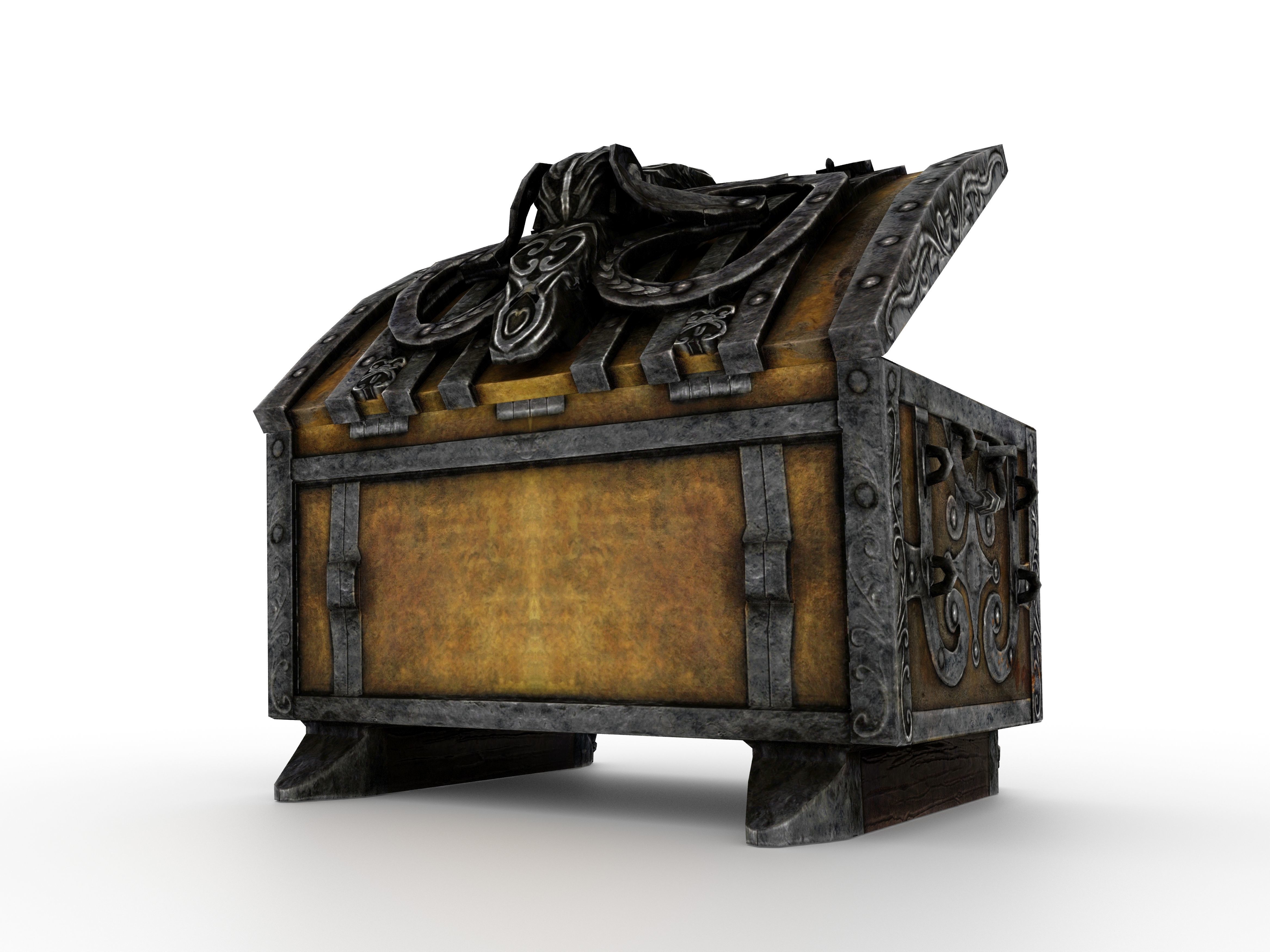 Old Metal Chest Low-poly 3D model_61