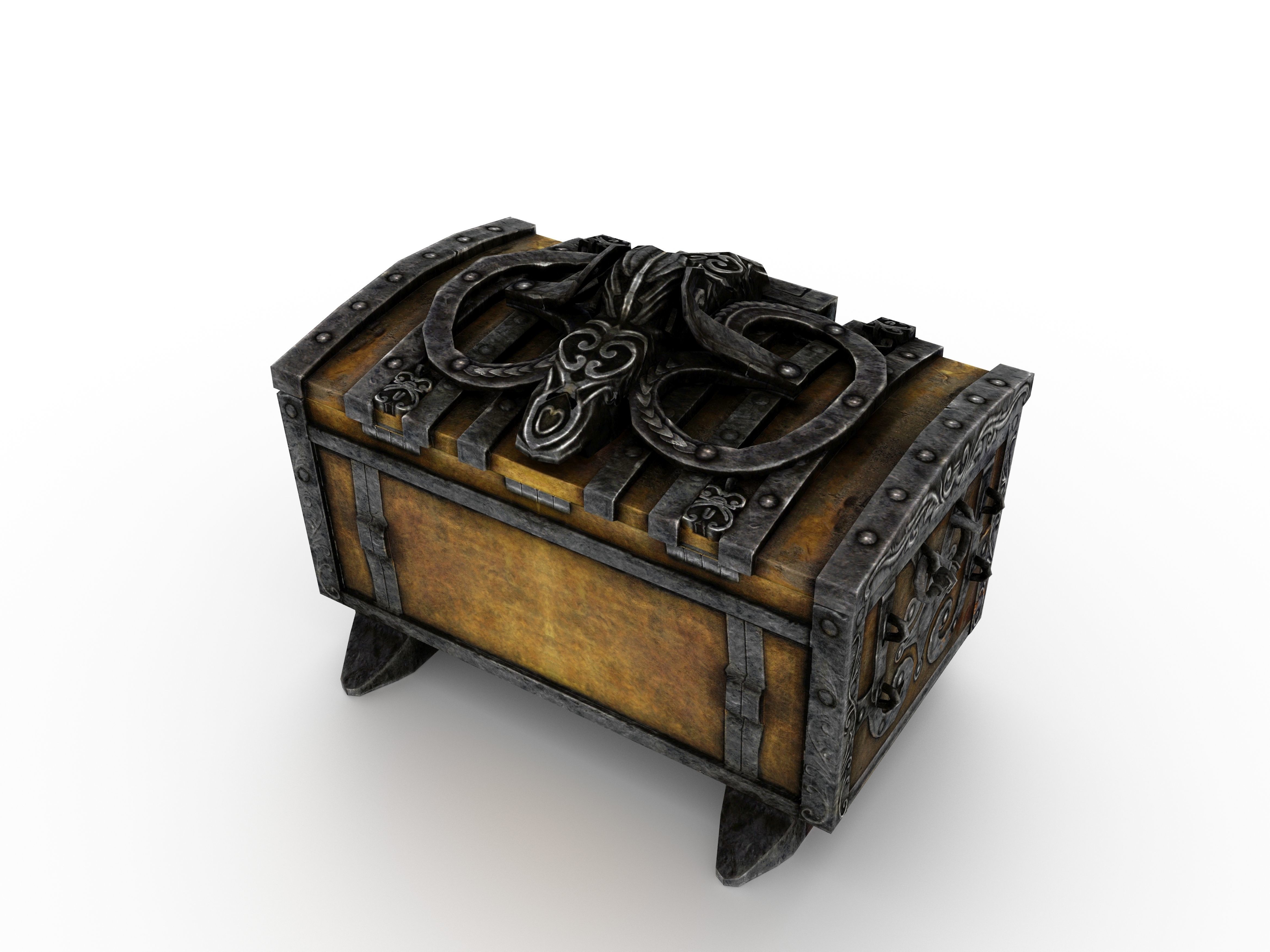 Old Metal Chest Low-poly 3D model_21