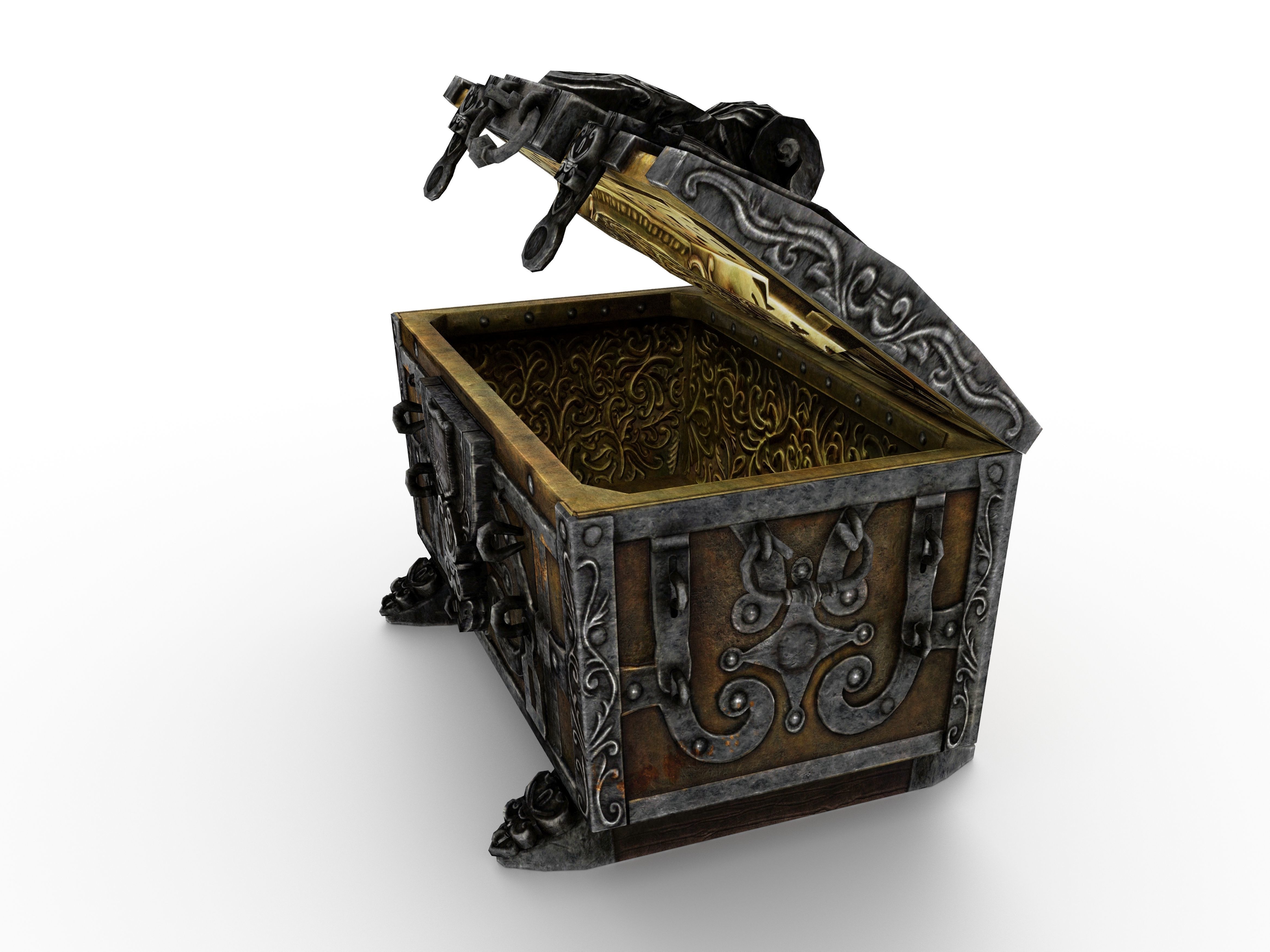 Old Metal Chest Low-poly 3D model_45