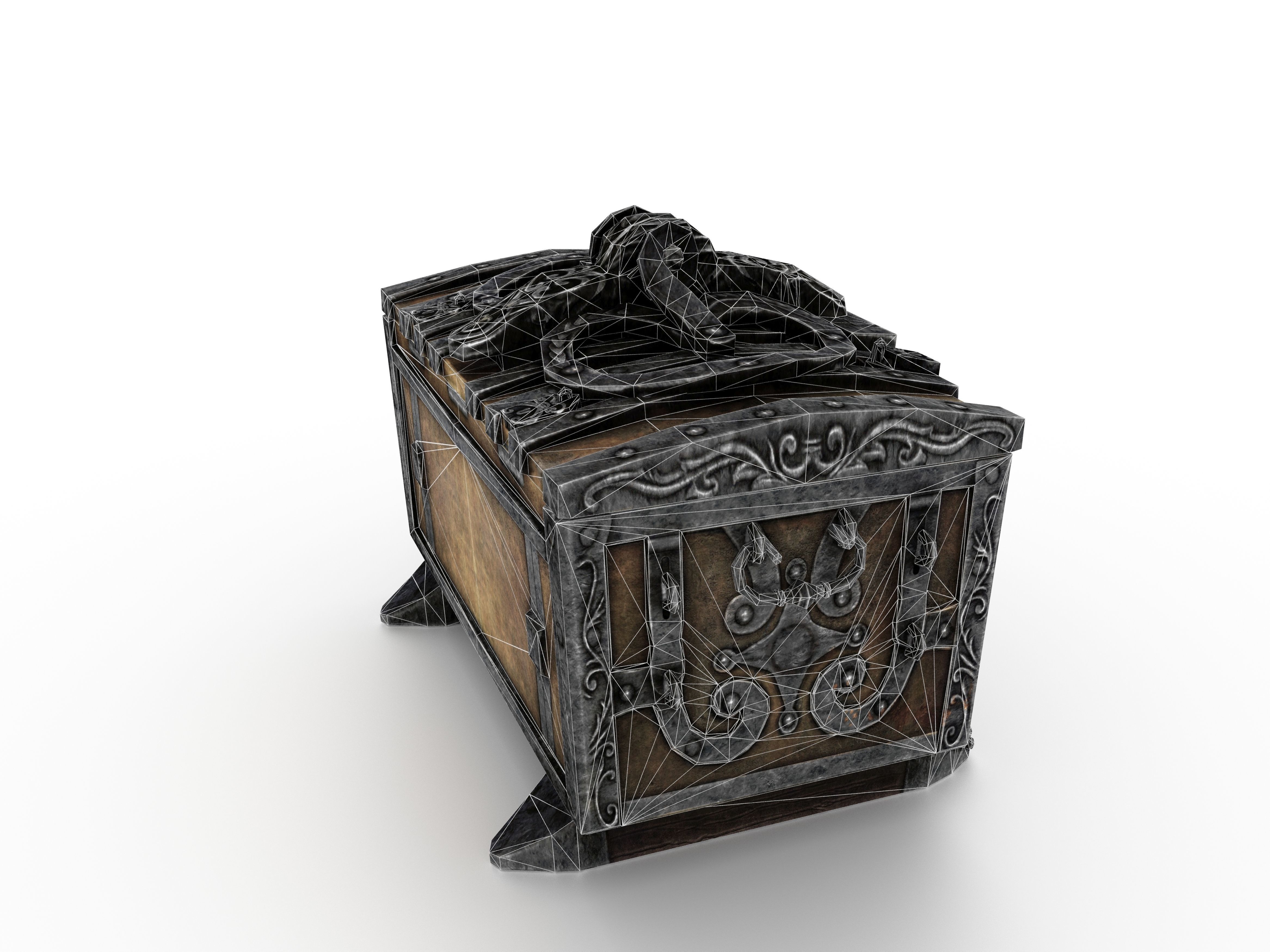 Old Metal Chest Low-poly 3D model_70