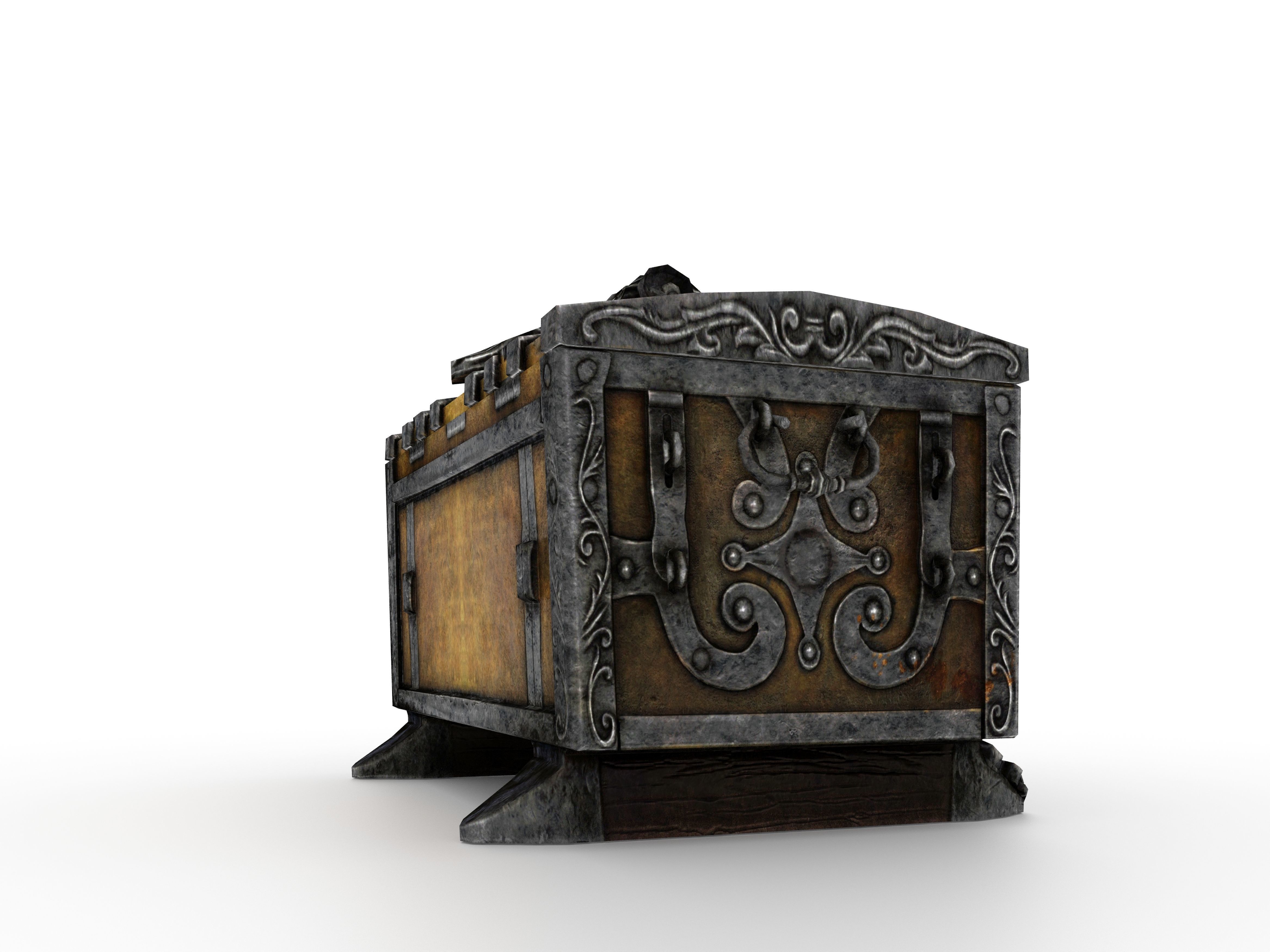 Old Metal Chest Low-poly 3D model_30