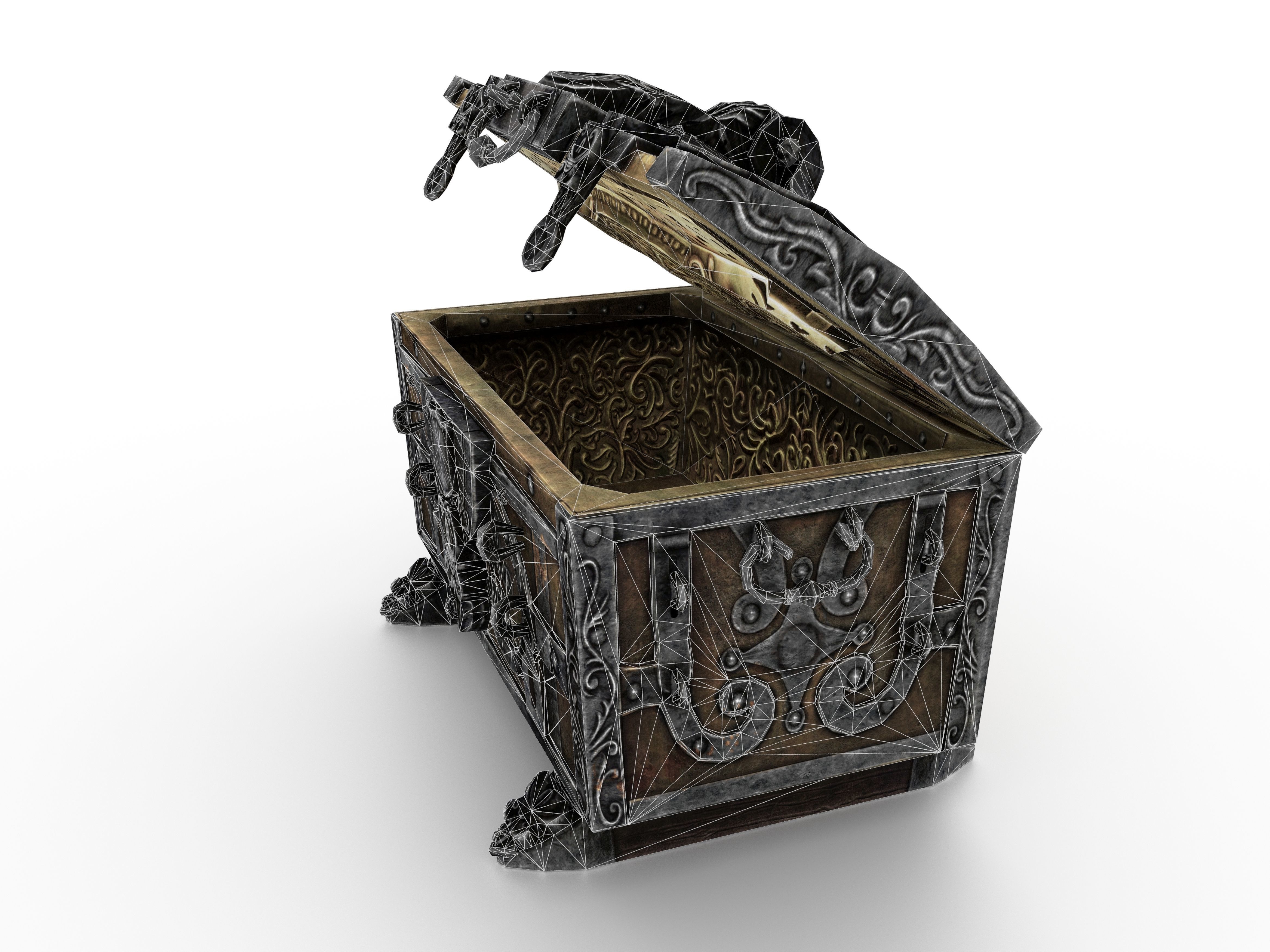 Old Metal Chest Low-poly 3D model_84