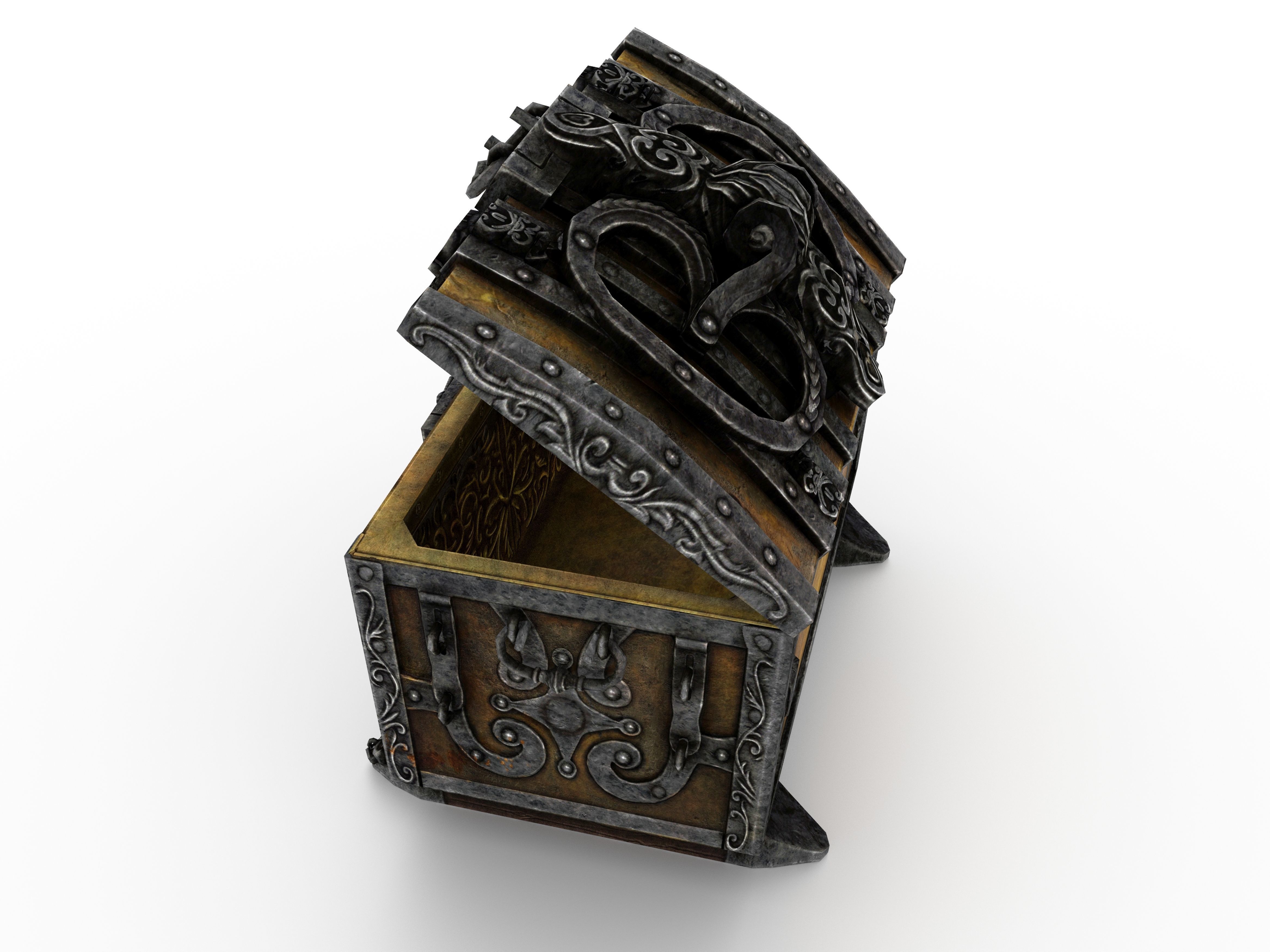 Old Metal Chest Low-poly 3D model_54