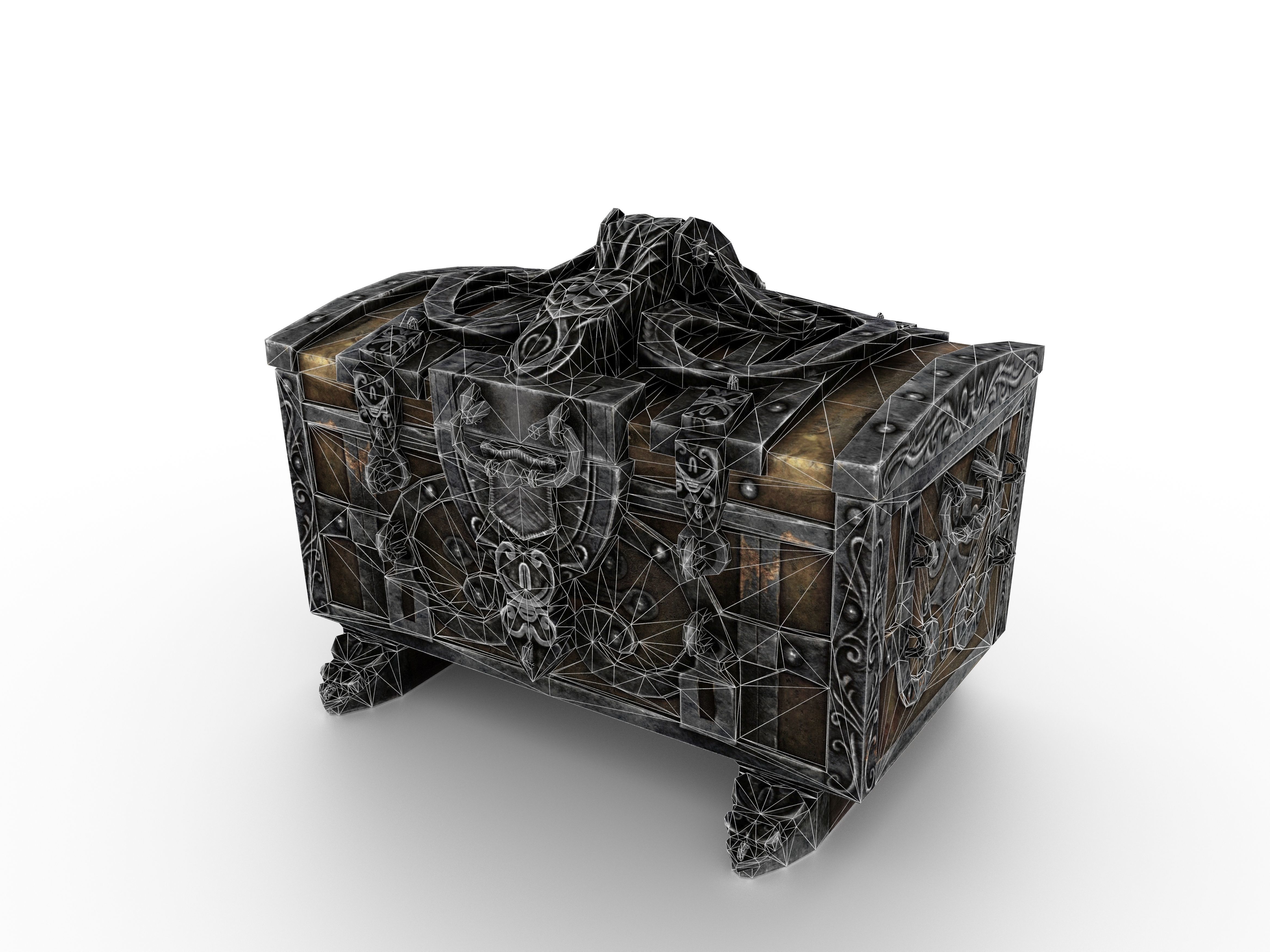 Old Metal Chest Low-poly 3D model_76