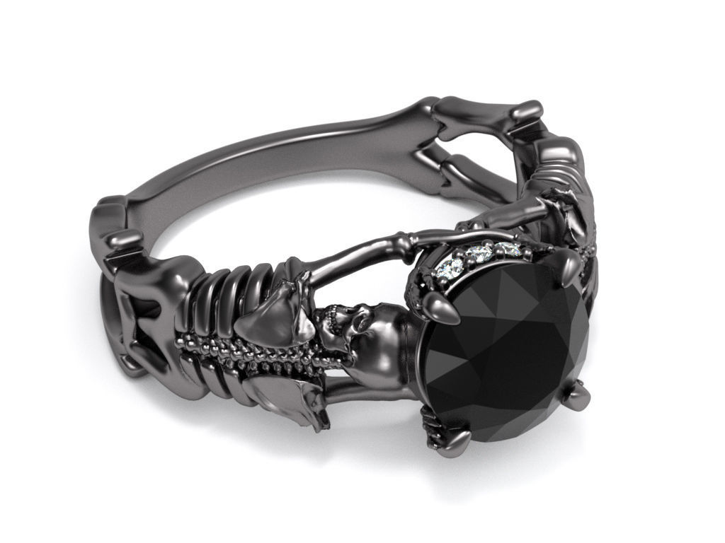 Ghost evil Skull skeleton Hand Ring Punk style Motor Biker 3D print model_1