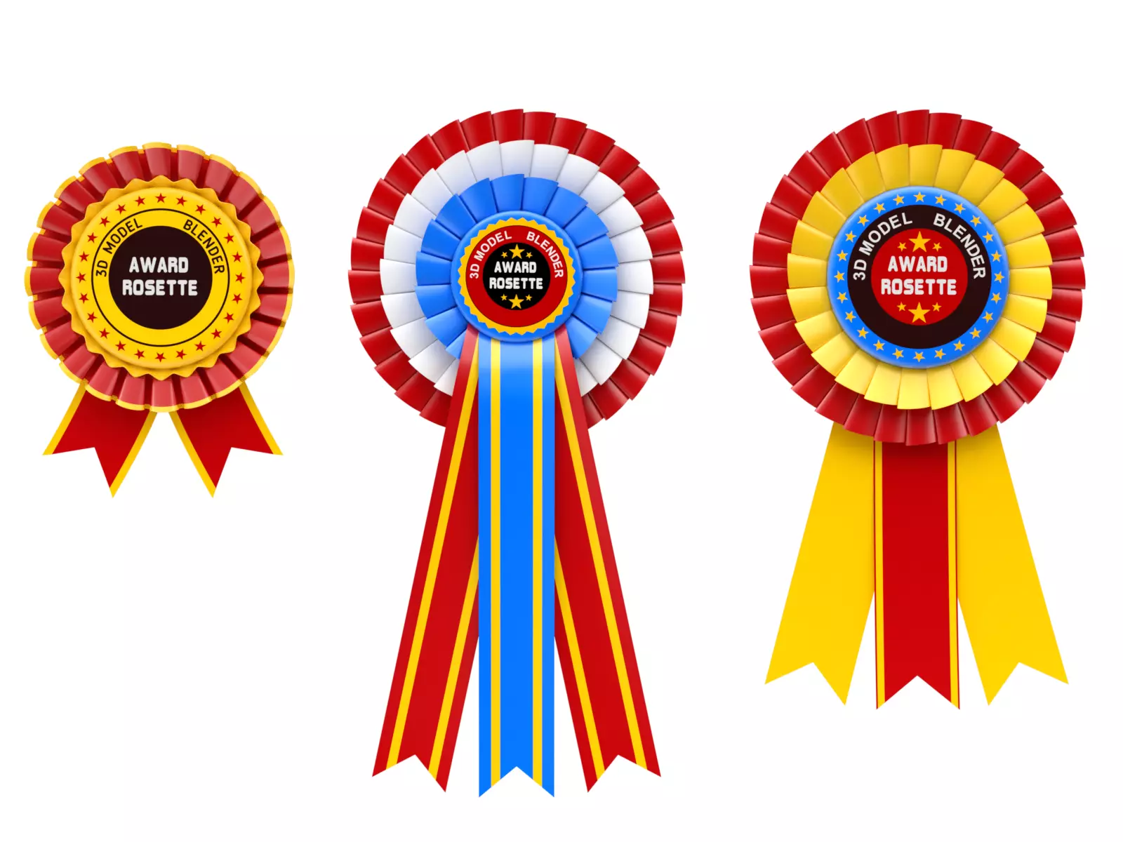 Award Rosette Set 3D model