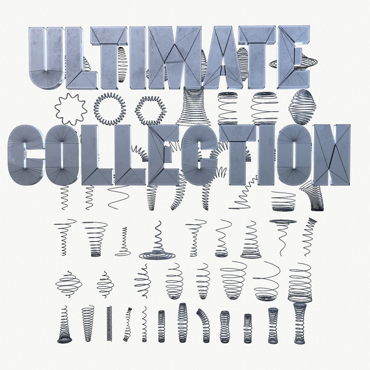 Metal Spiral Spring ULTIMATE COLLECTION  3D model_2