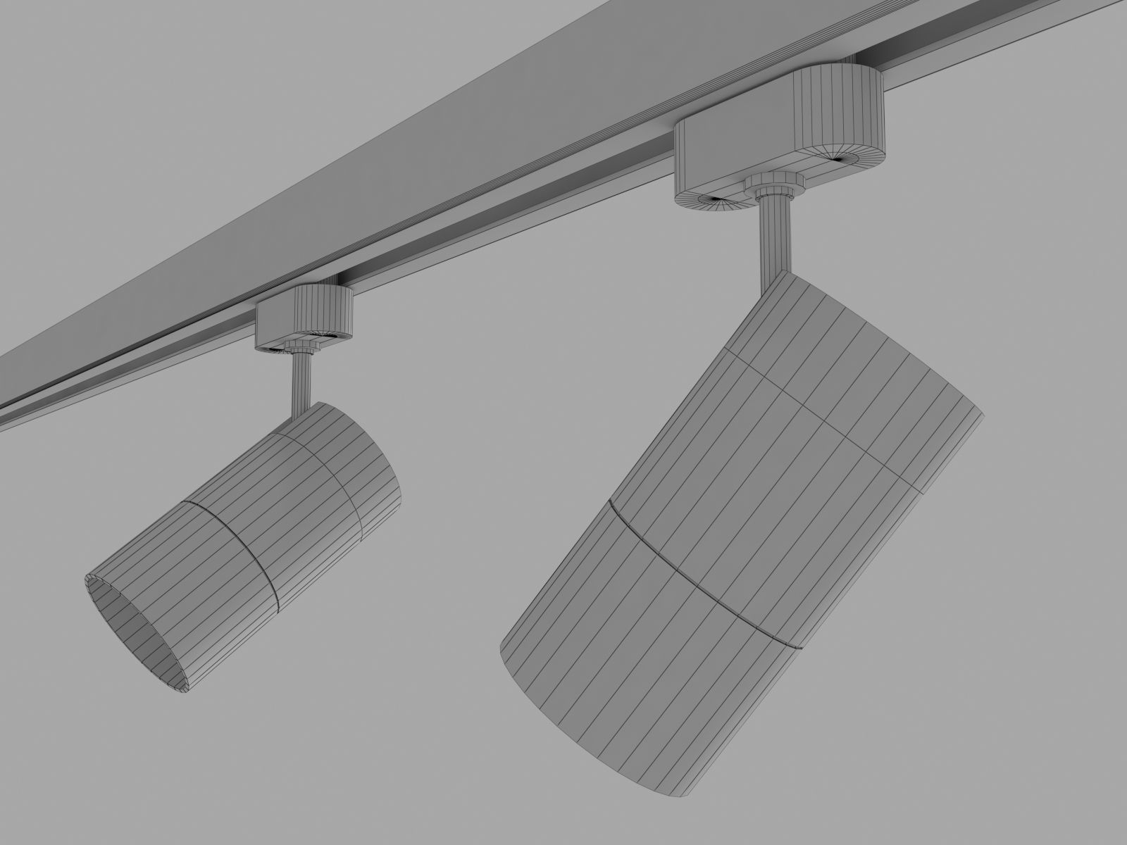 Rigged Lowpoly Led Track Spot With Photometric  Light Low-poly 3D model_7