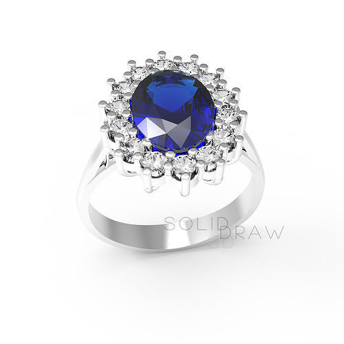 Ring Engagment Saphira PRINCESS Ring 3D print model 3D print model