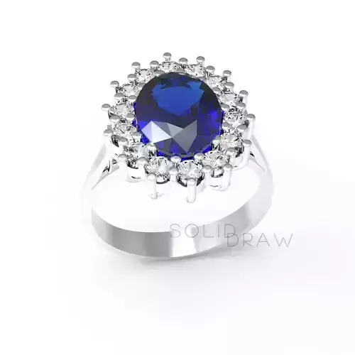Ring Engagment Saphira PRINCESS Ring 3D print model