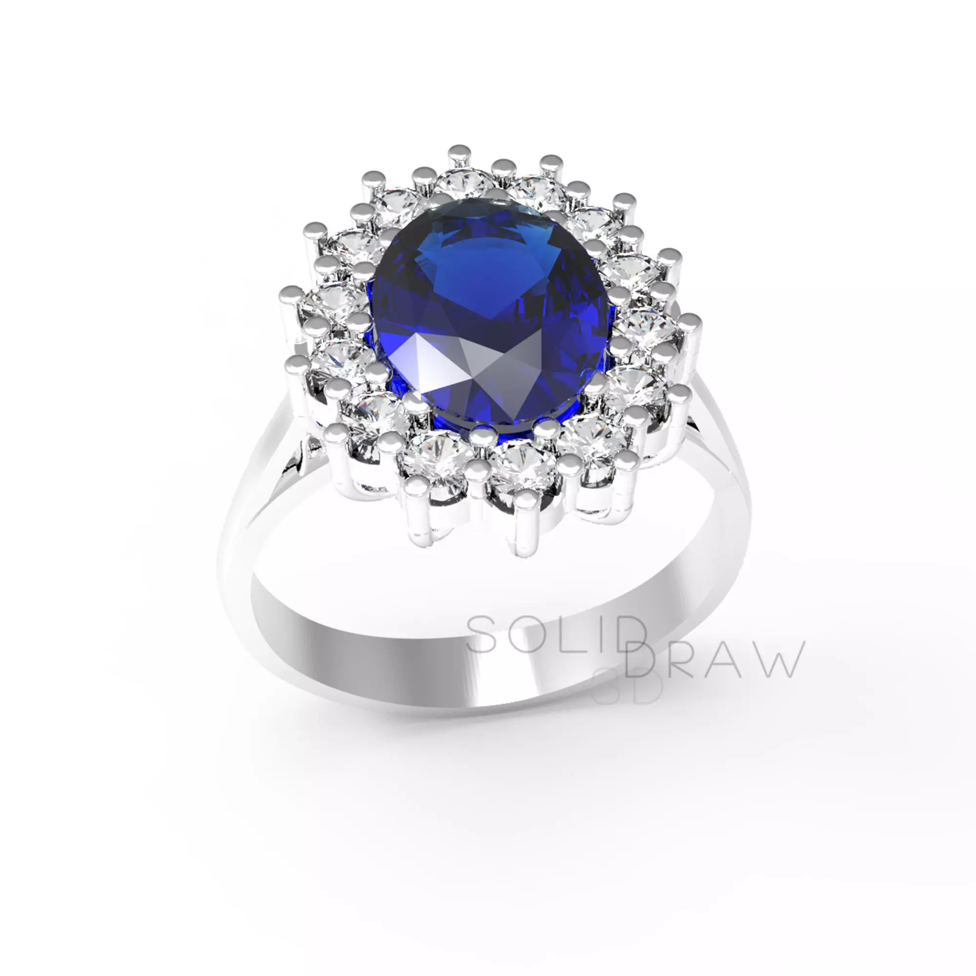 Ring Engagment Saphira PRINCESS Ring 3D print model 3D print model