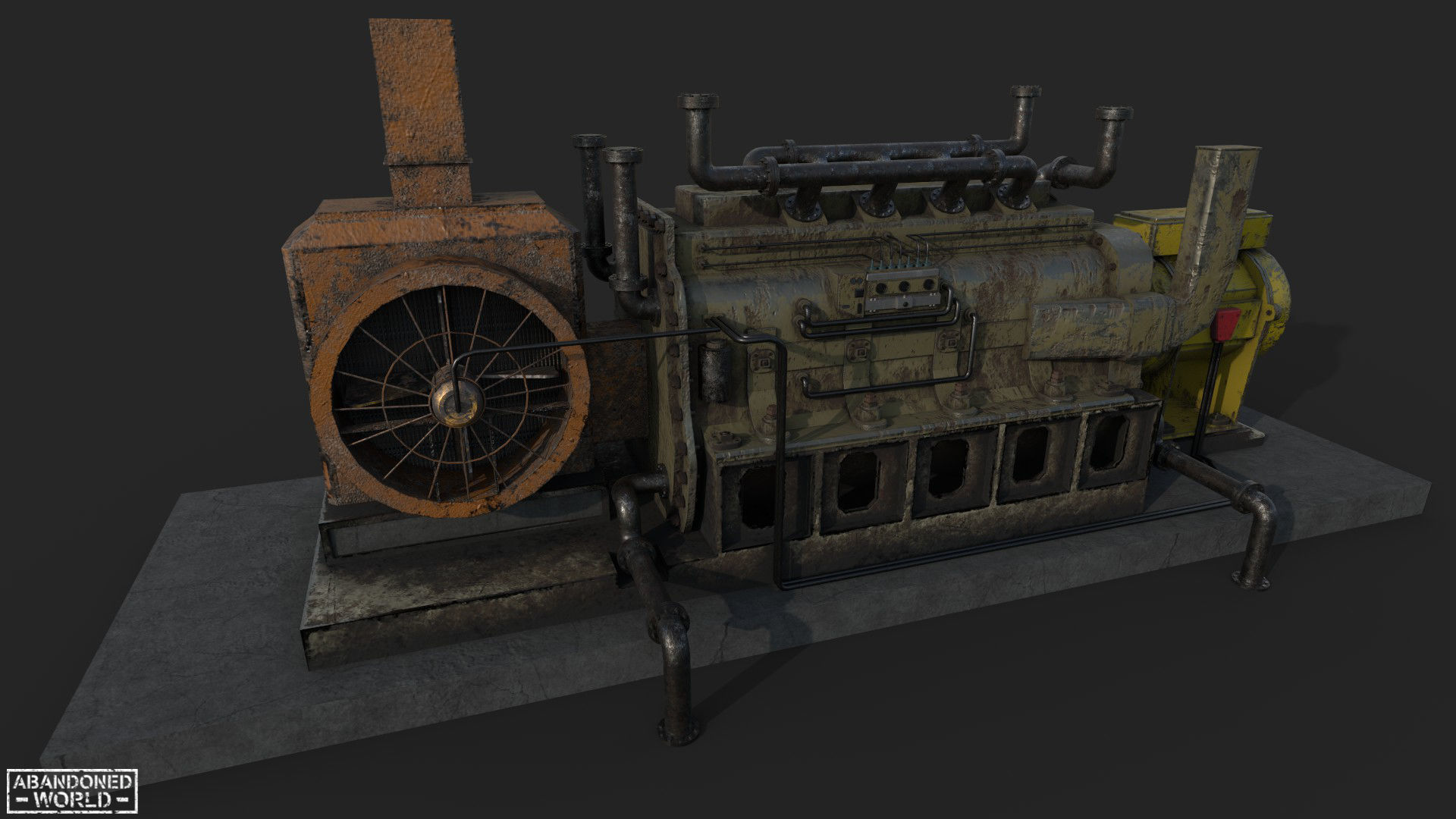 Diesel Generator Old Low-poly 3D model_1