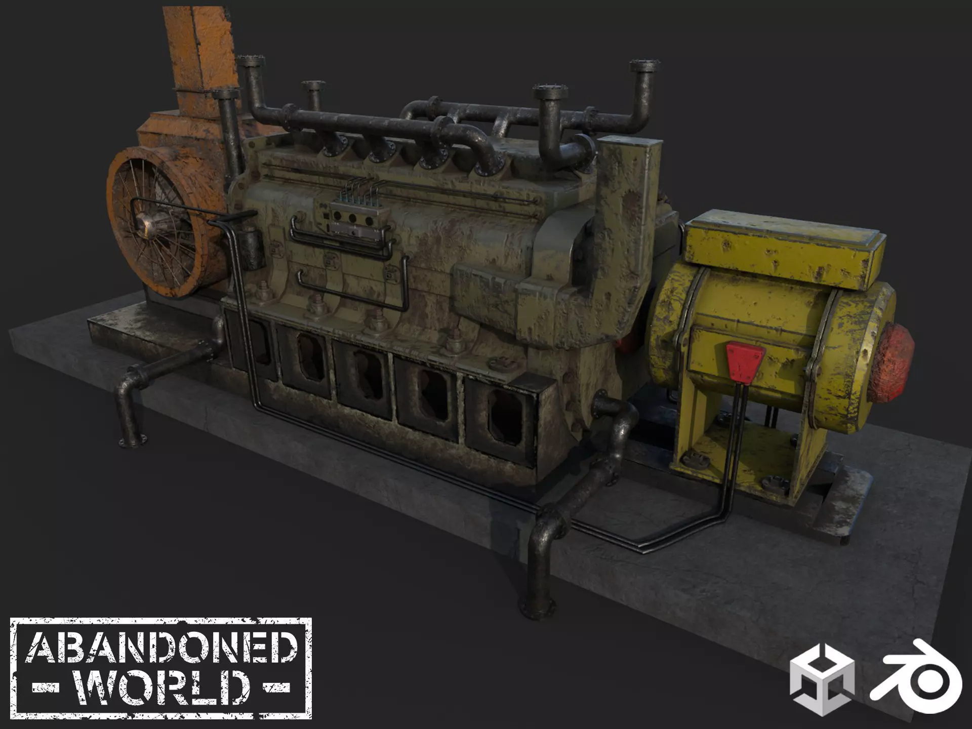 Diesel Generator Old Low-poly 3D model_0