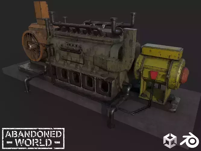 Diesel Generator Old Low-poly 3D model