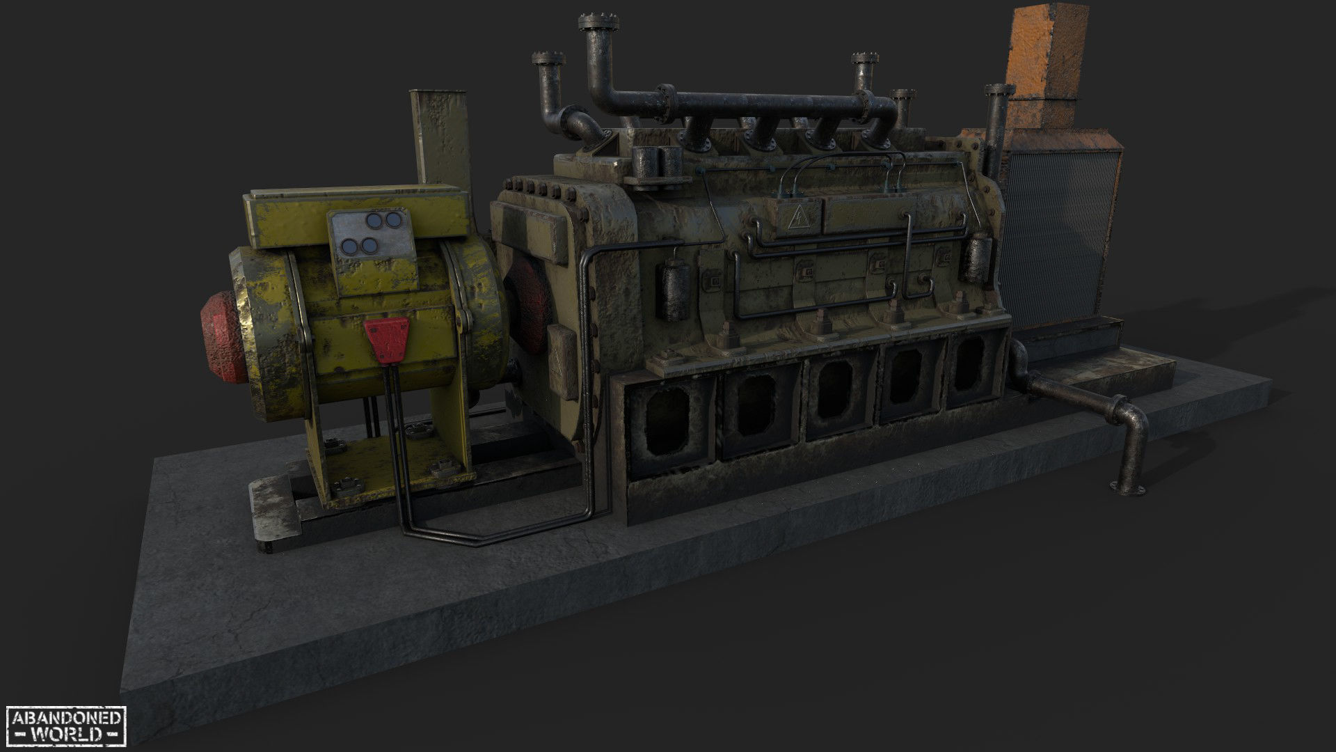 Diesel Generator Old Low-poly 3D model_3