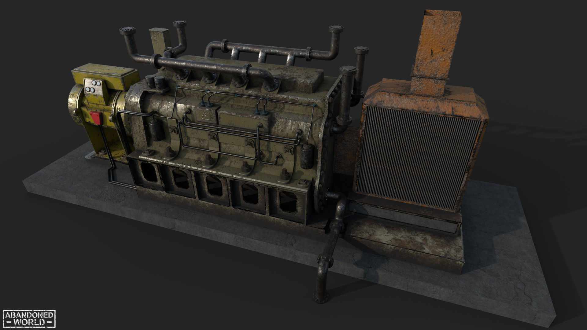 Diesel Generator Old Low-poly 3D model_4