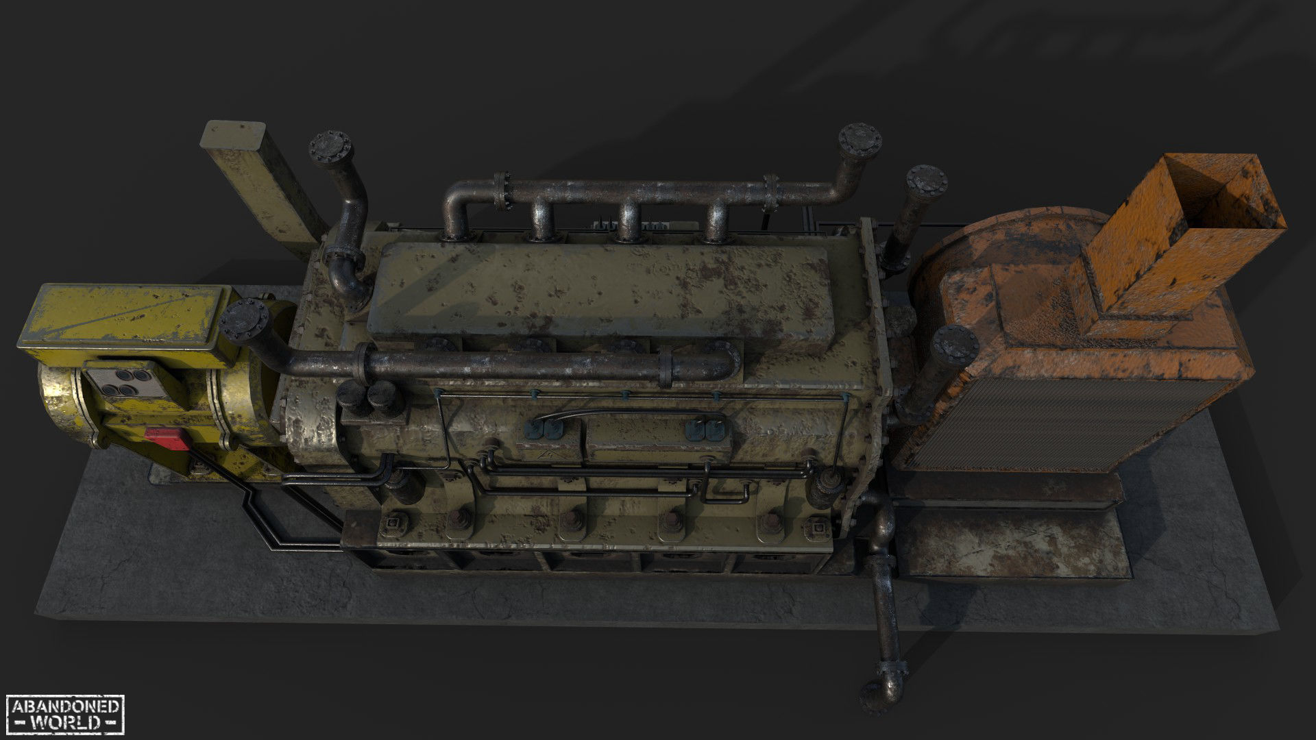 Diesel Generator Old Low-poly 3D model_5