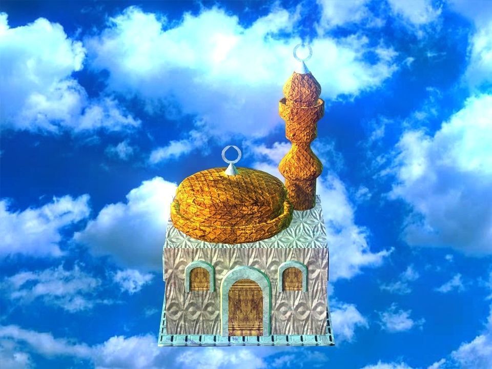 Masjed mosque in sky 3D model_9