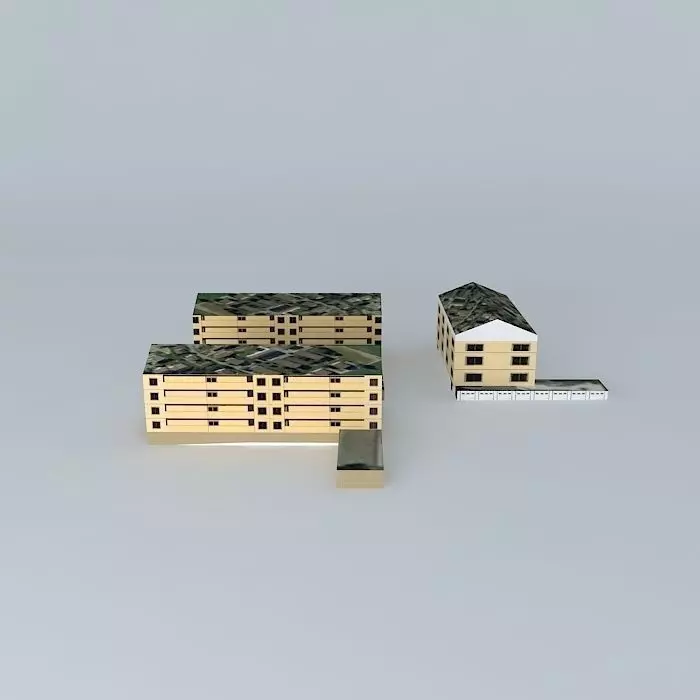 Bantigerweg two buildings with camouflage pattern Free 3D model