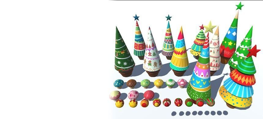 Christmas trees Low-poly 3D model_4