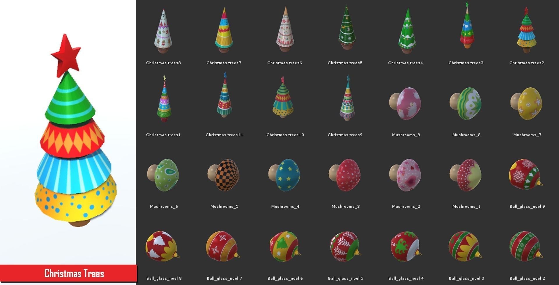 Christmas trees Low-poly 3D model_10