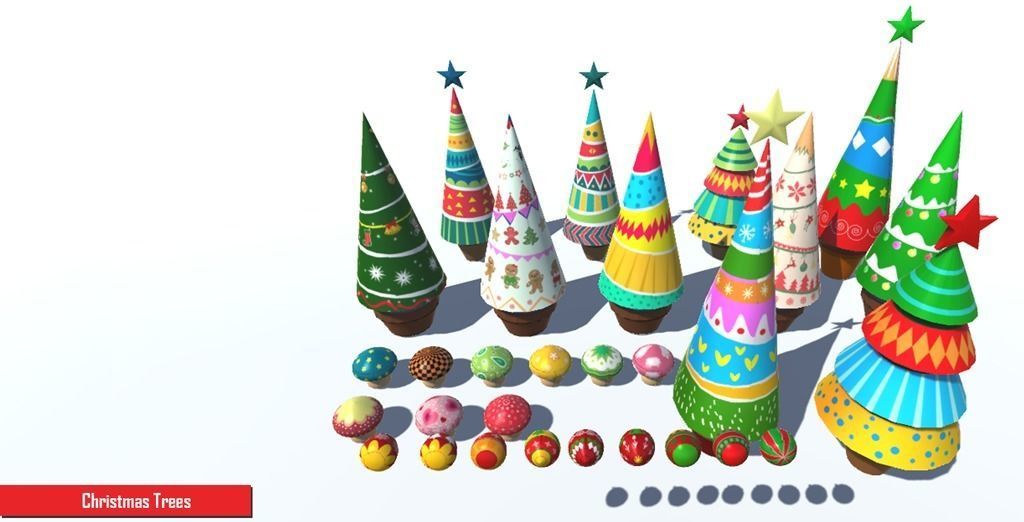 Christmas trees Low-poly 3D model_3