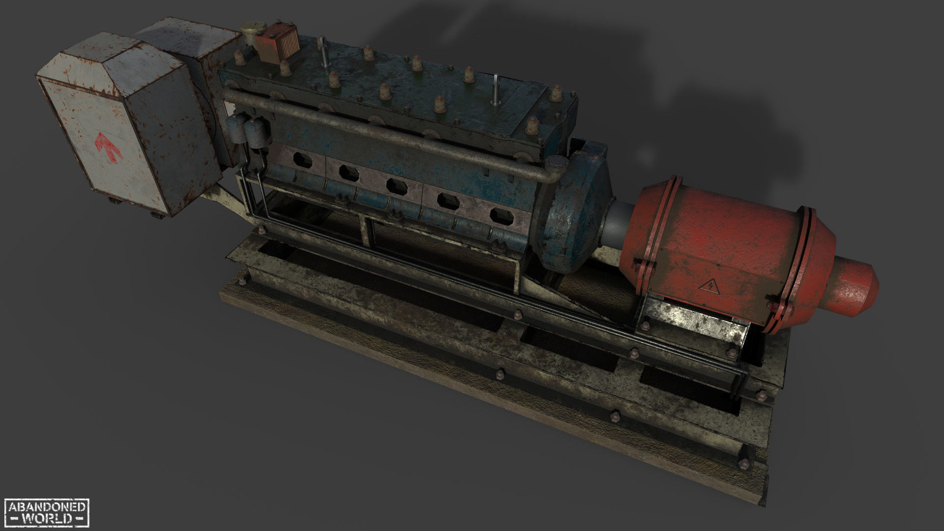 Diesel Generator Old II Low-poly 3D model_5