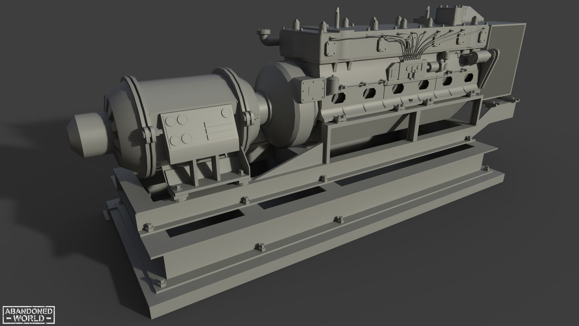 Diesel Generator Old II Low-poly 3D model_11