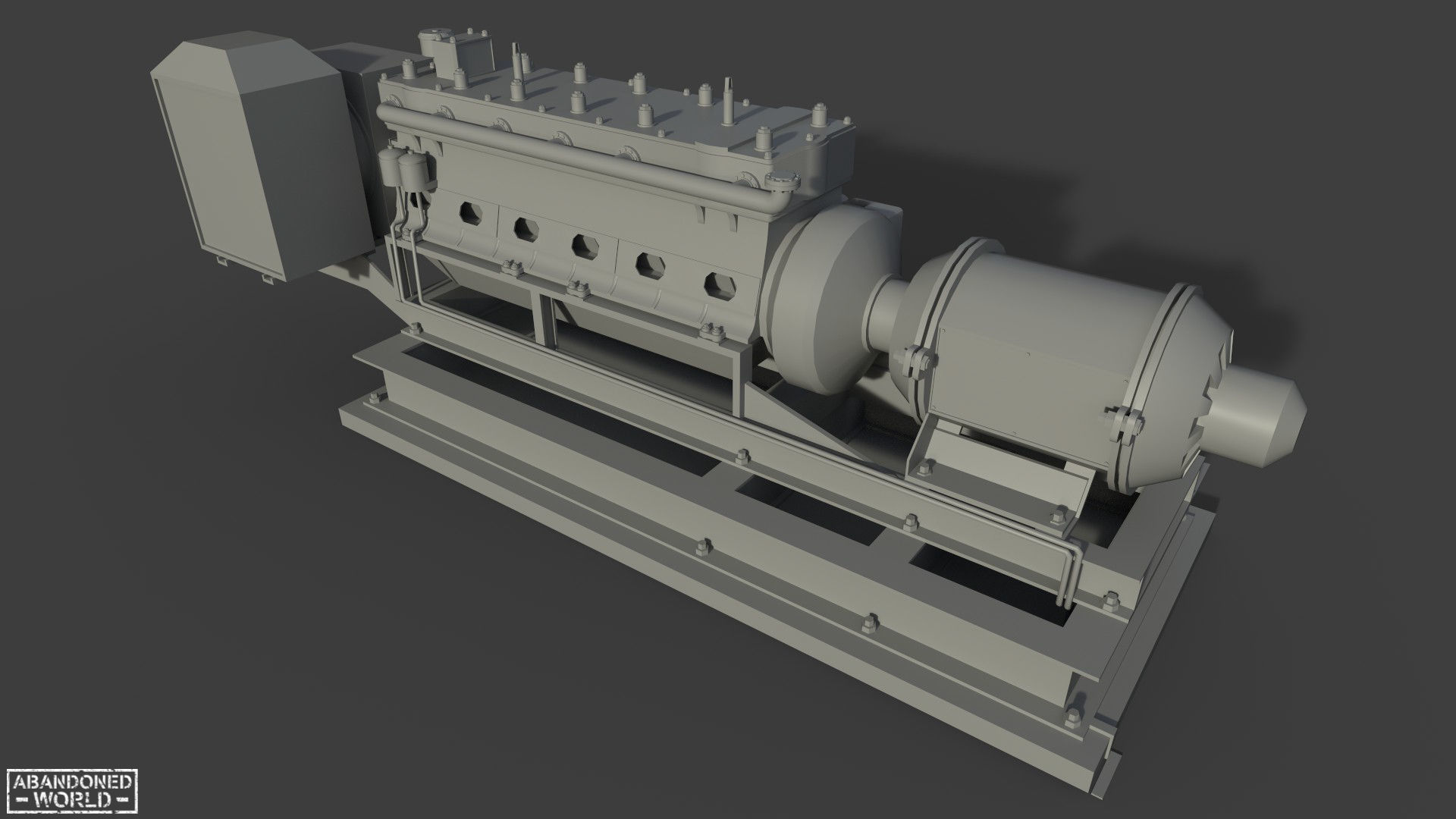 Diesel Generator Old II Low-poly 3D model_10