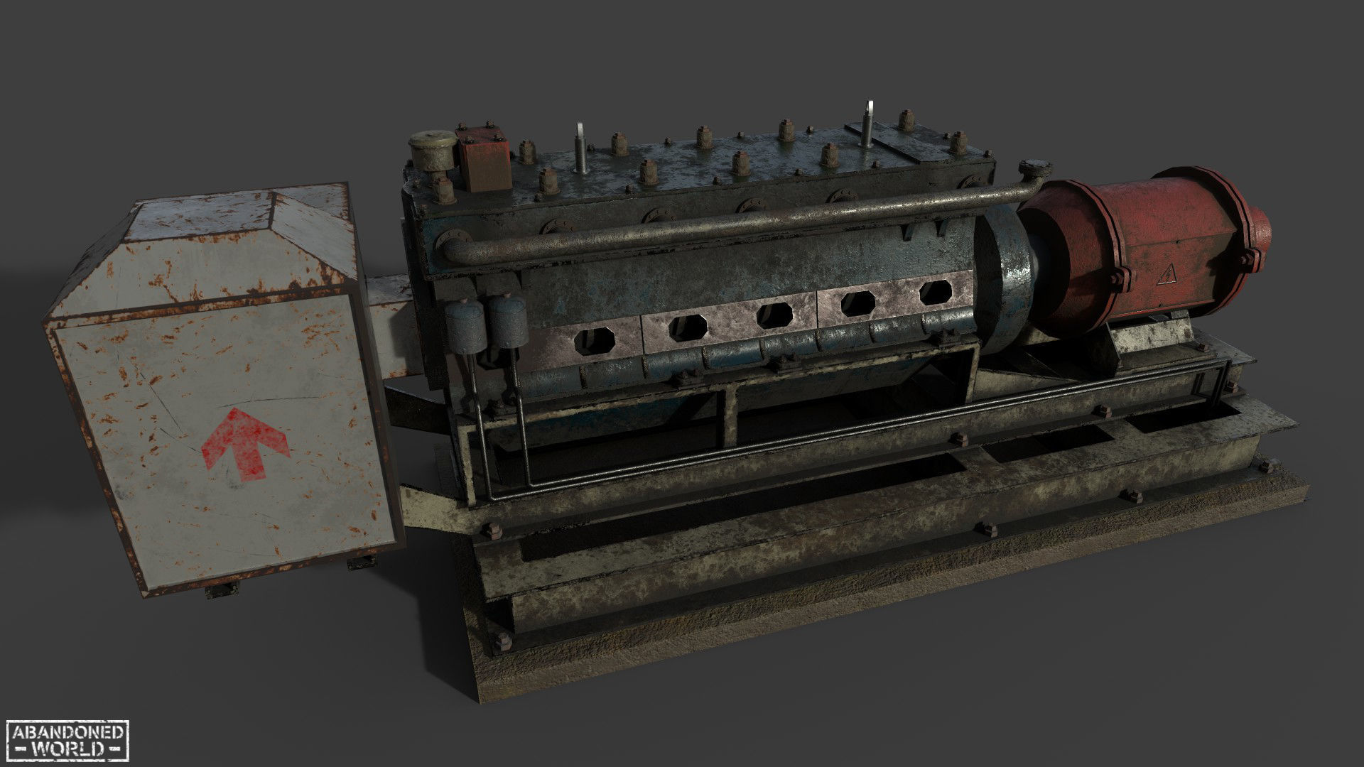 Diesel Generator Old II Low-poly 3D model_4