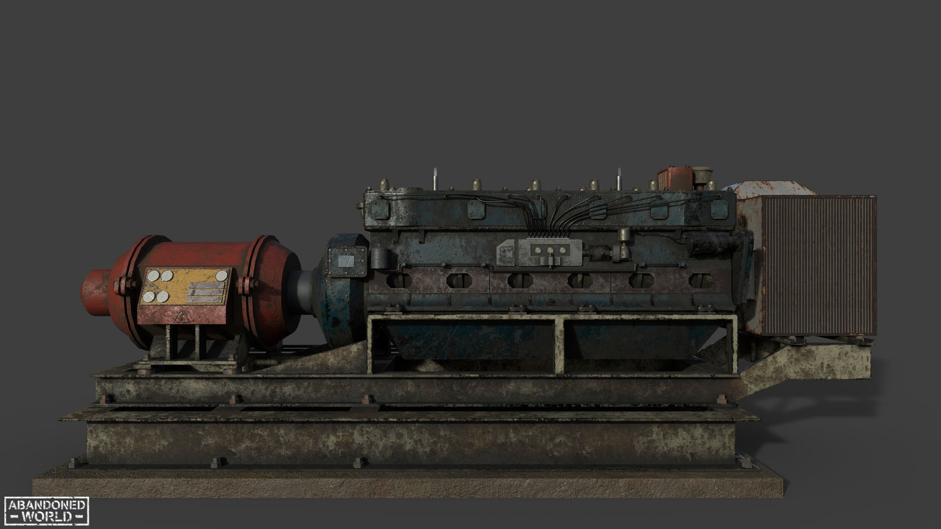 Diesel Generator Old II Low-poly 3D model_2