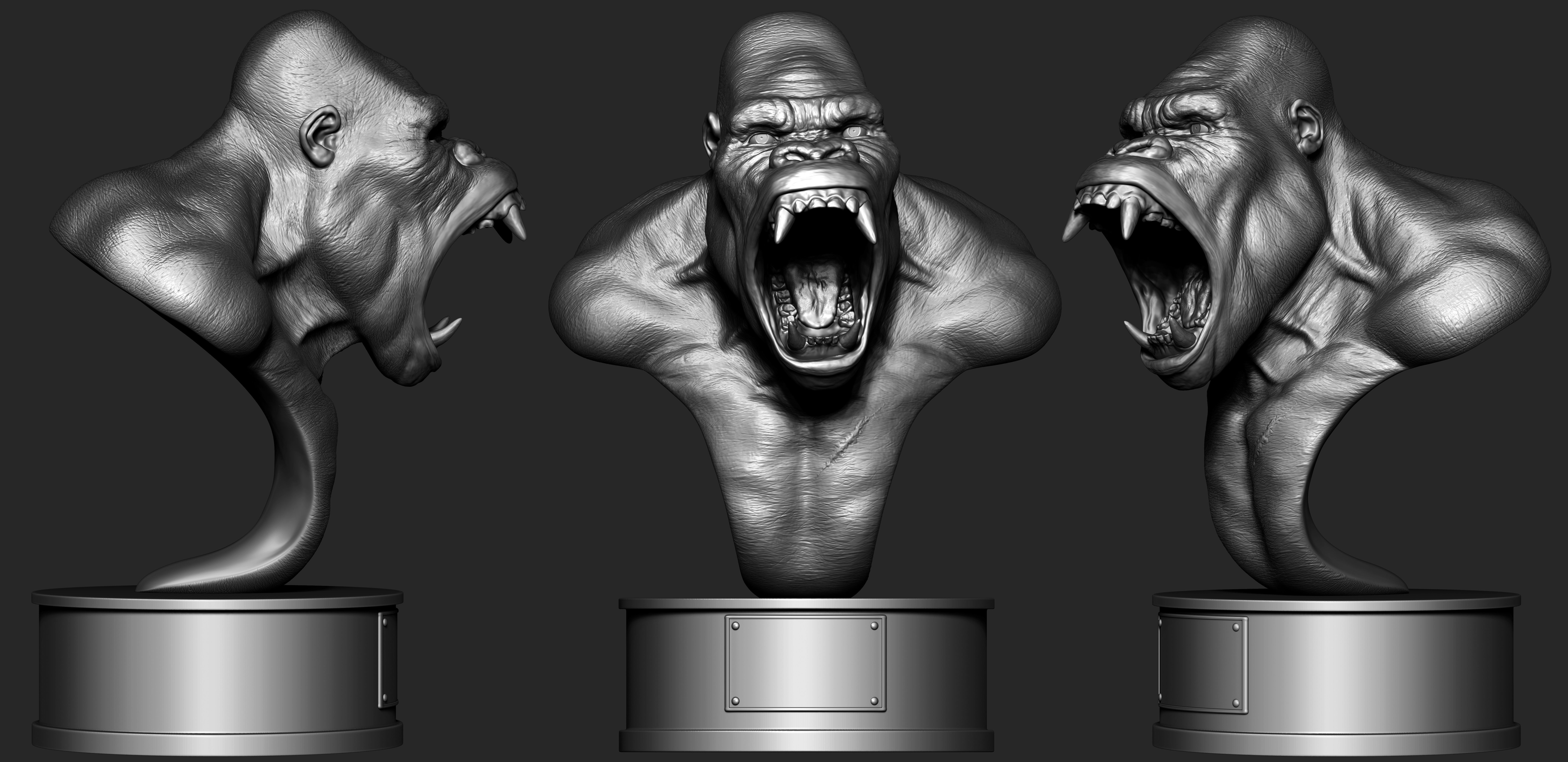 Gorilla bust 3D print model_3