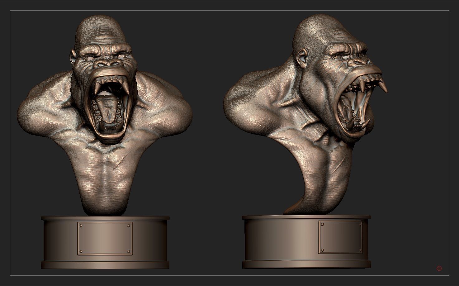 Gorilla bust 3D print model_5