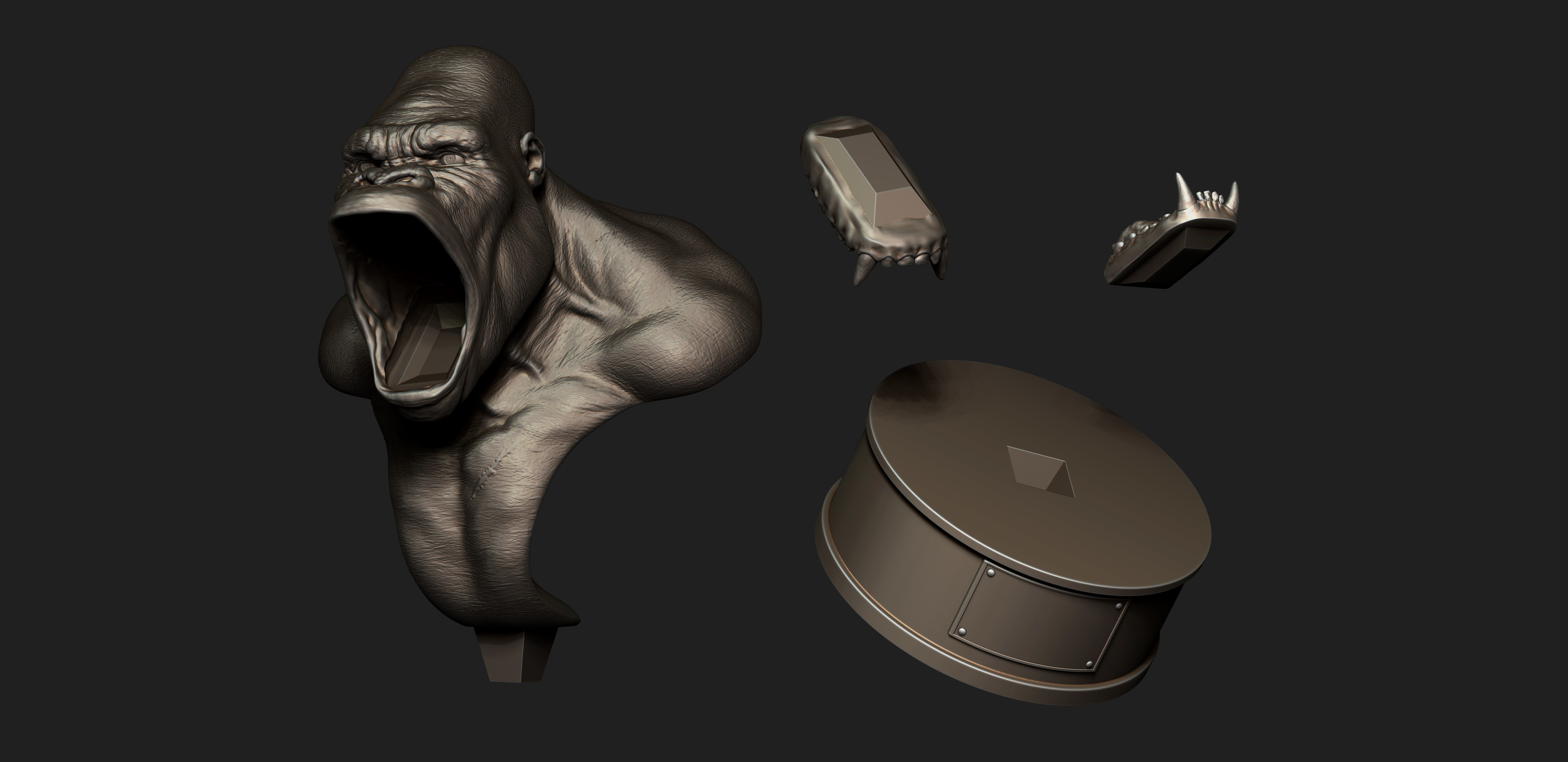 Gorilla bust 3D print model_2