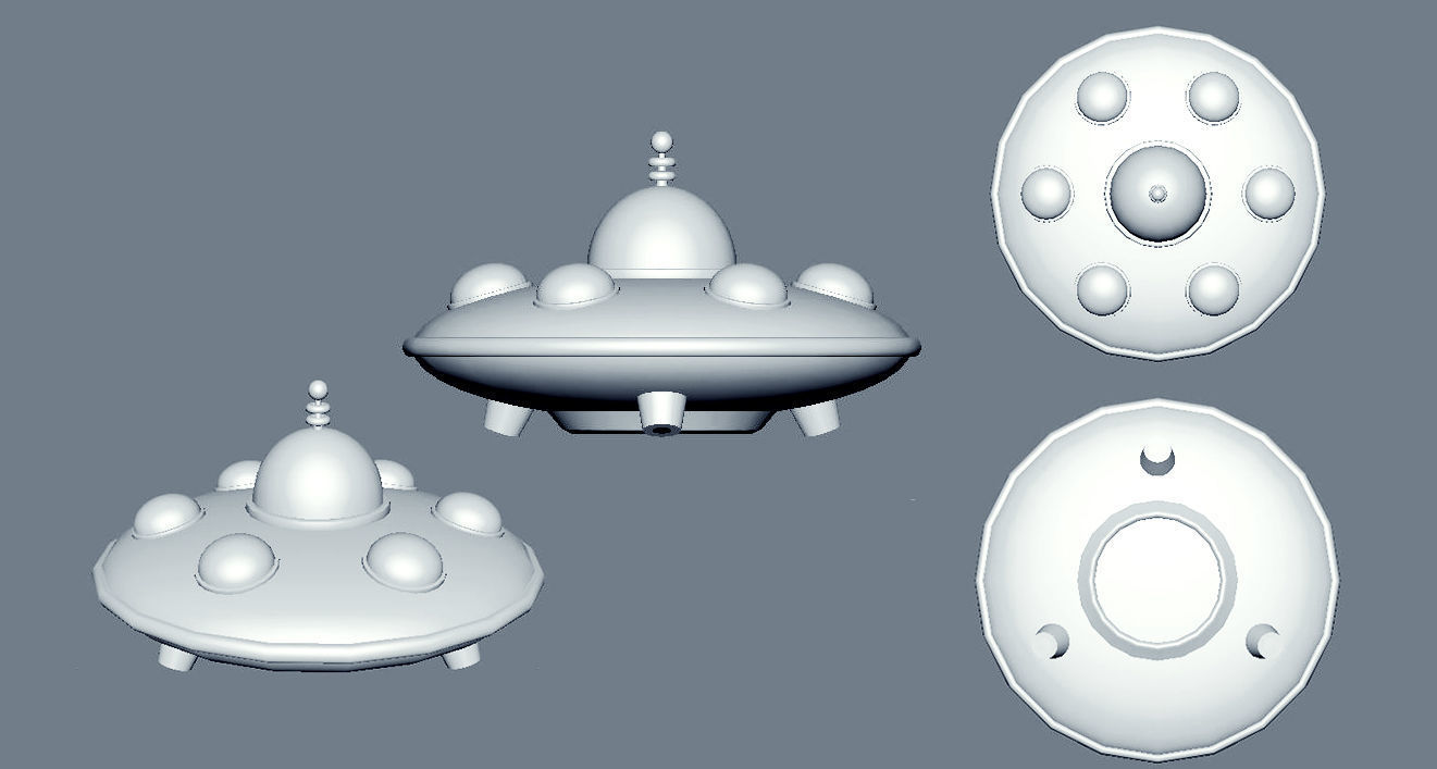 Low-Poly UFO ladybug flying saucer Low-poly 3D model_2