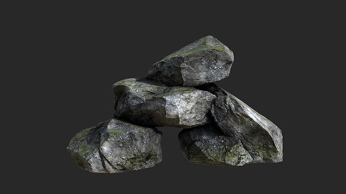 Mossy Rocks Low-poly 3D model