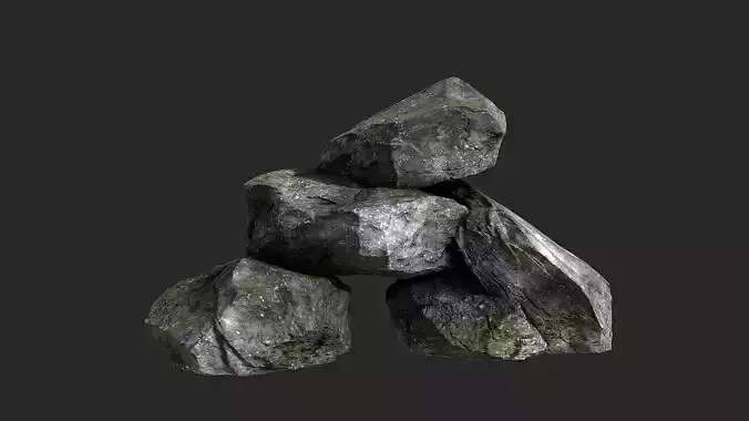 Mossy Rocks Low-poly 3D model