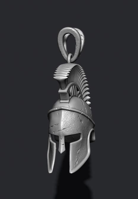 Spartan helmet pendant 3D print model_8