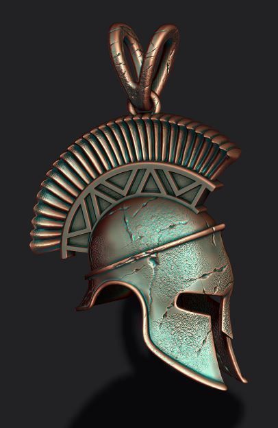Spartan helmet pendant 3D print model_1
