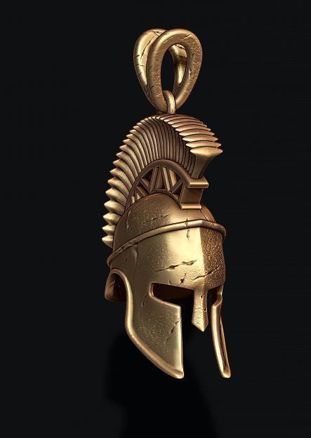 Spartan helmet pendant 3D print model_7