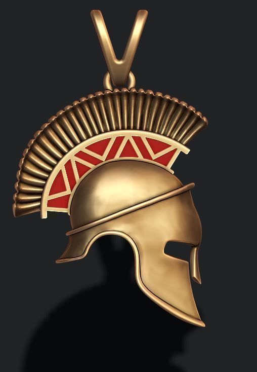 Spartan helmet pendant 3D print model_4