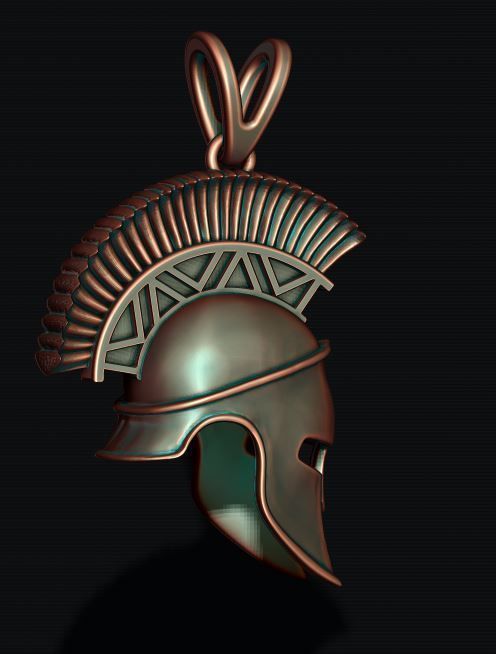 Spartan helmet pendant 3D print model_5