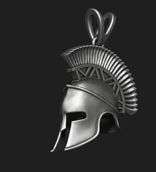 Spartan helmet pendant 3D print model_6