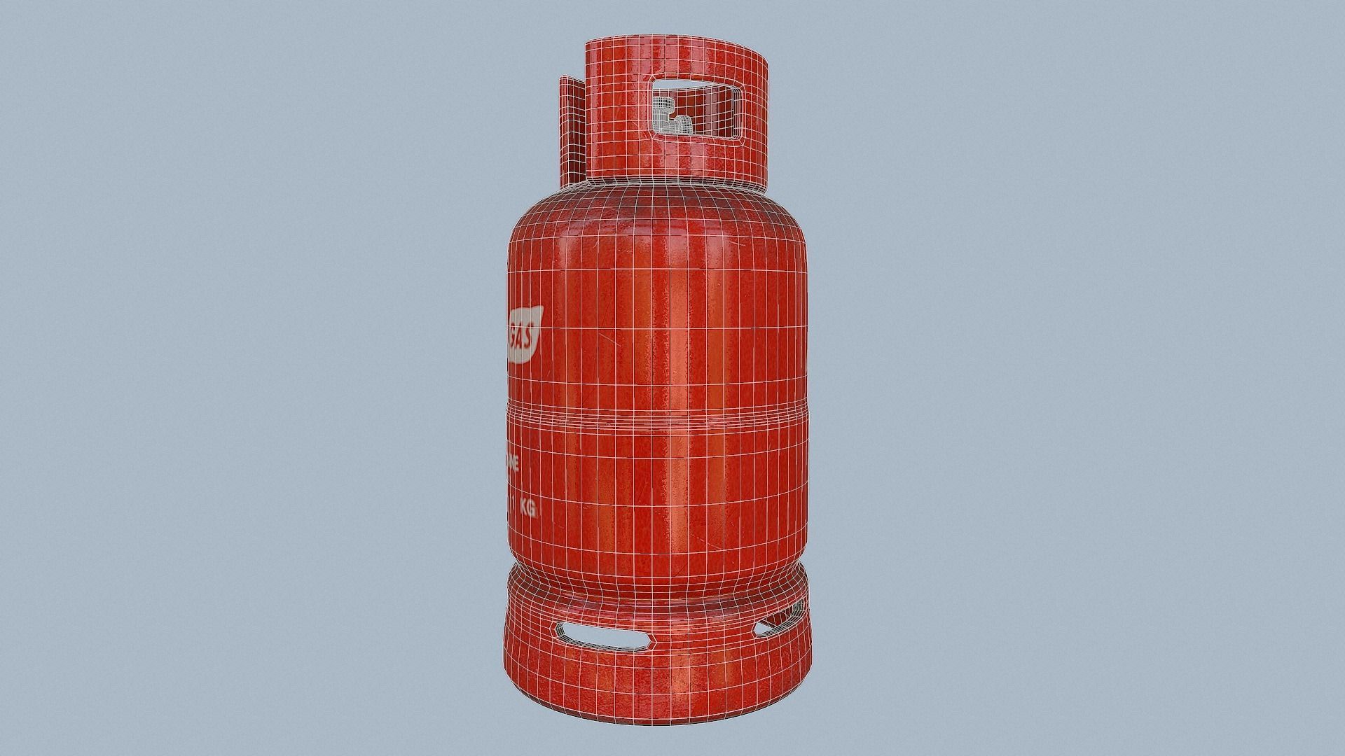 Gas Cylinder Red Low-poly 3D model_15