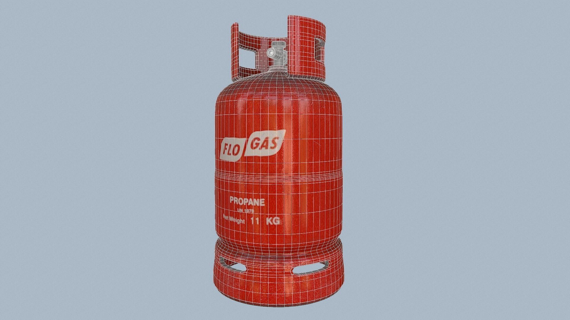 Gas Cylinder Red Low-poly 3D model_7