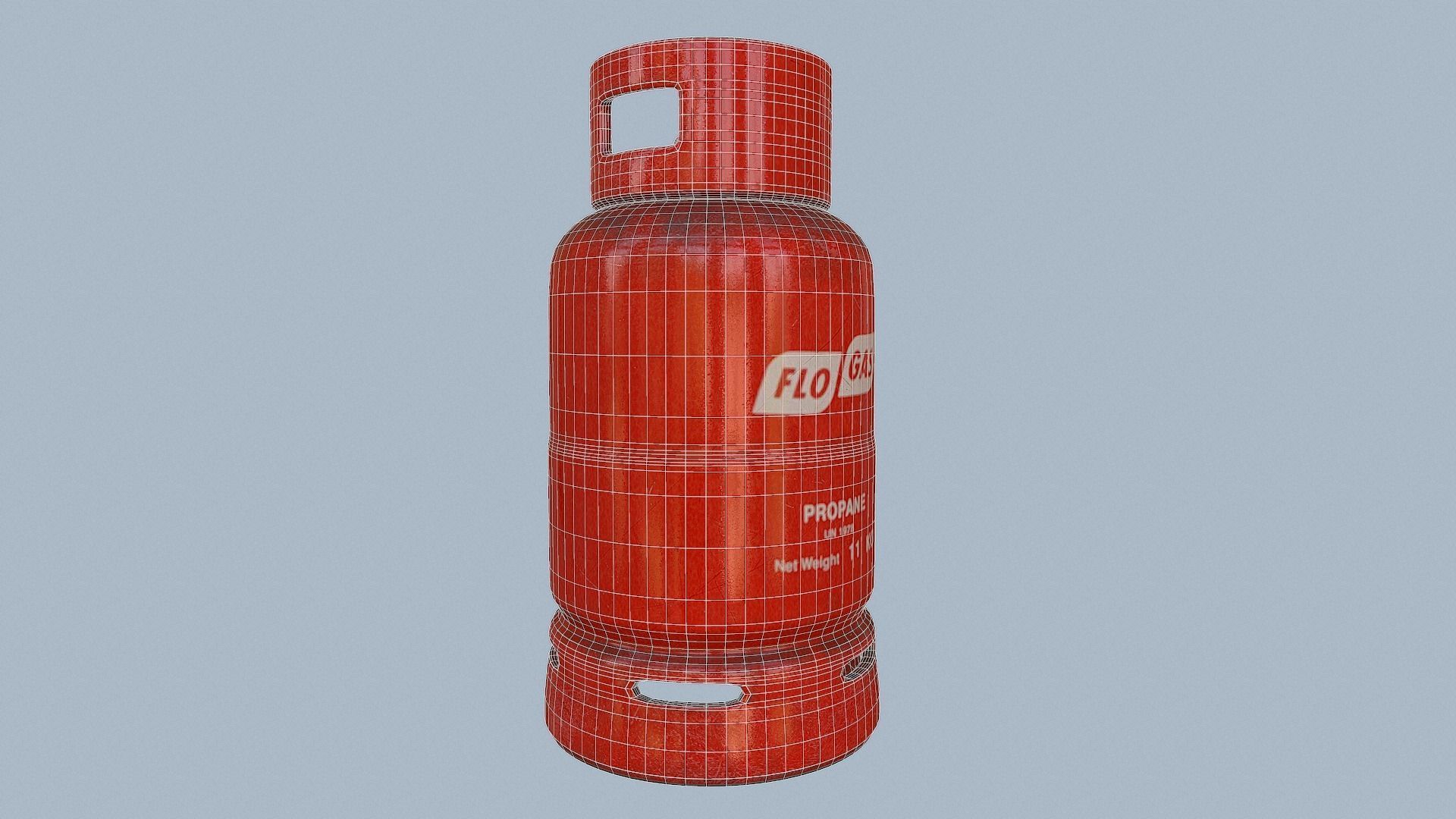 Gas Cylinder Red Low-poly 3D model_25