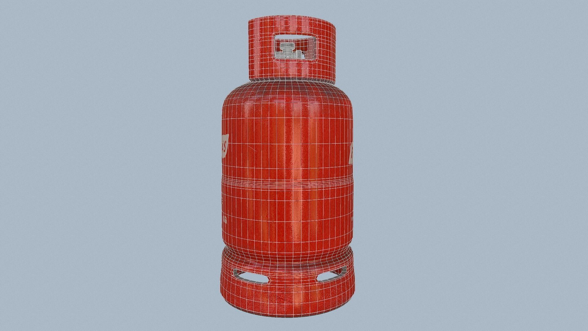 Gas Cylinder Red Low-poly 3D model_17