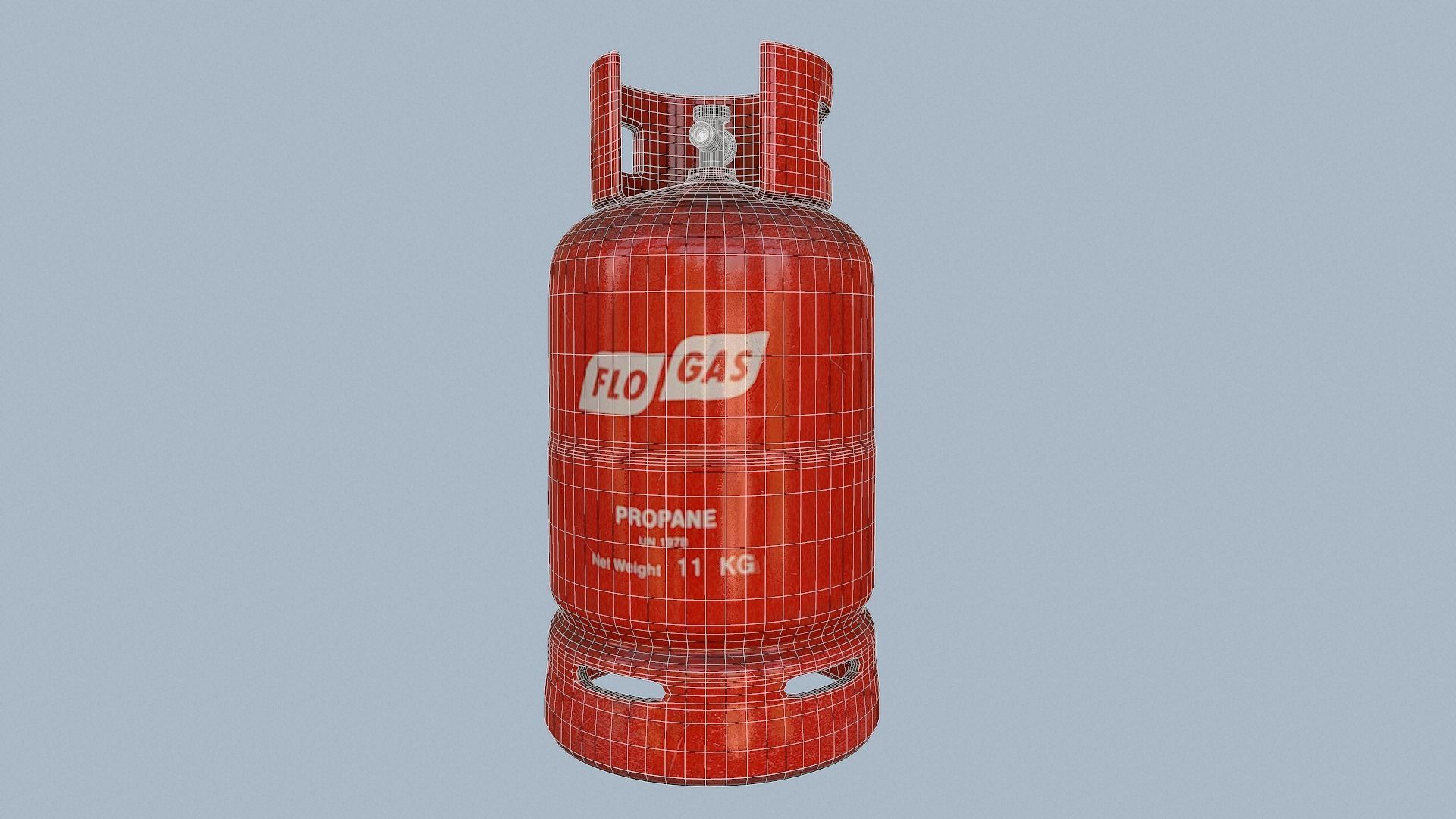 Gas Cylinder Red Low-poly 3D model_5