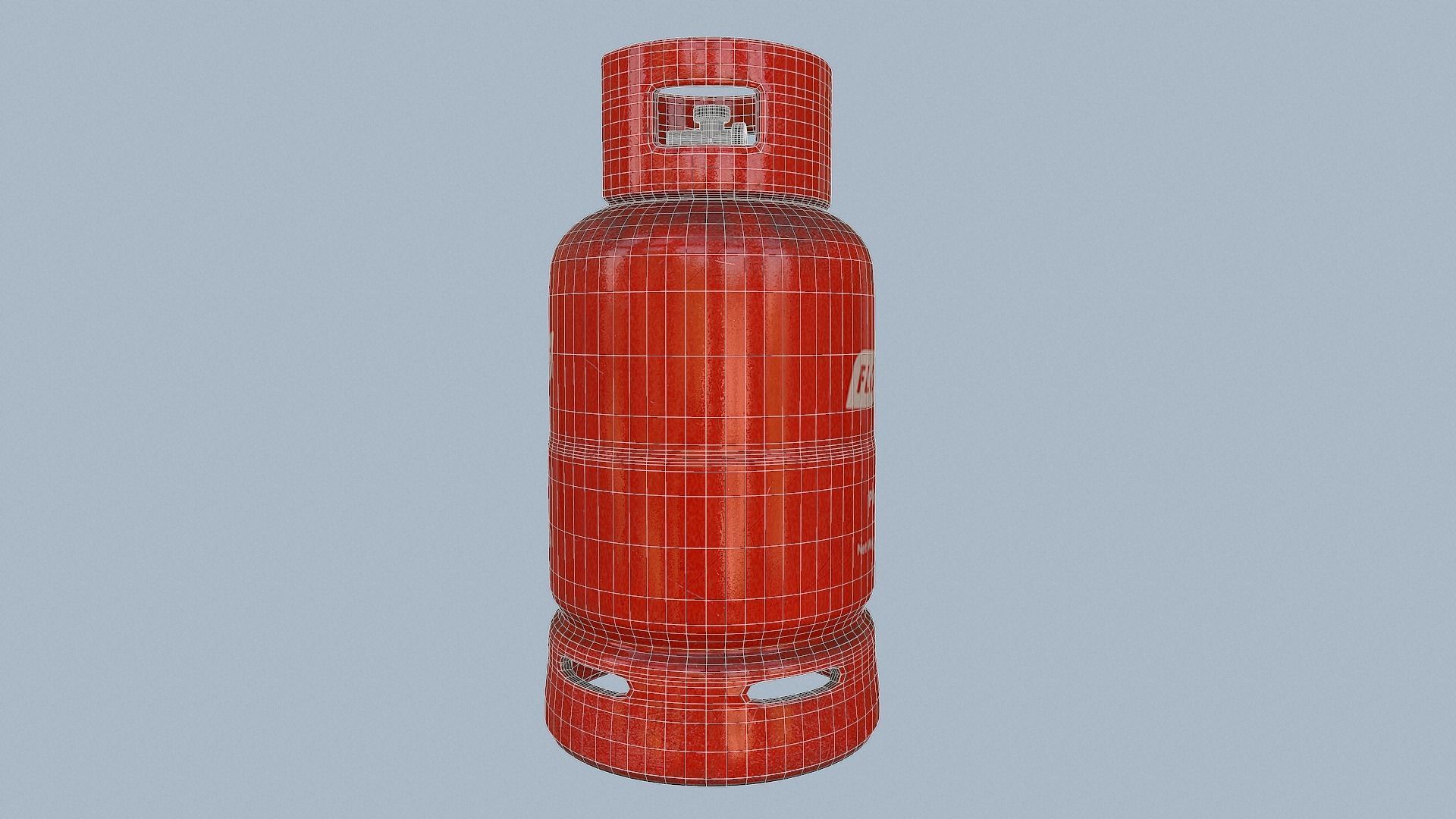 Gas Cylinder Red Low-poly 3D model_19