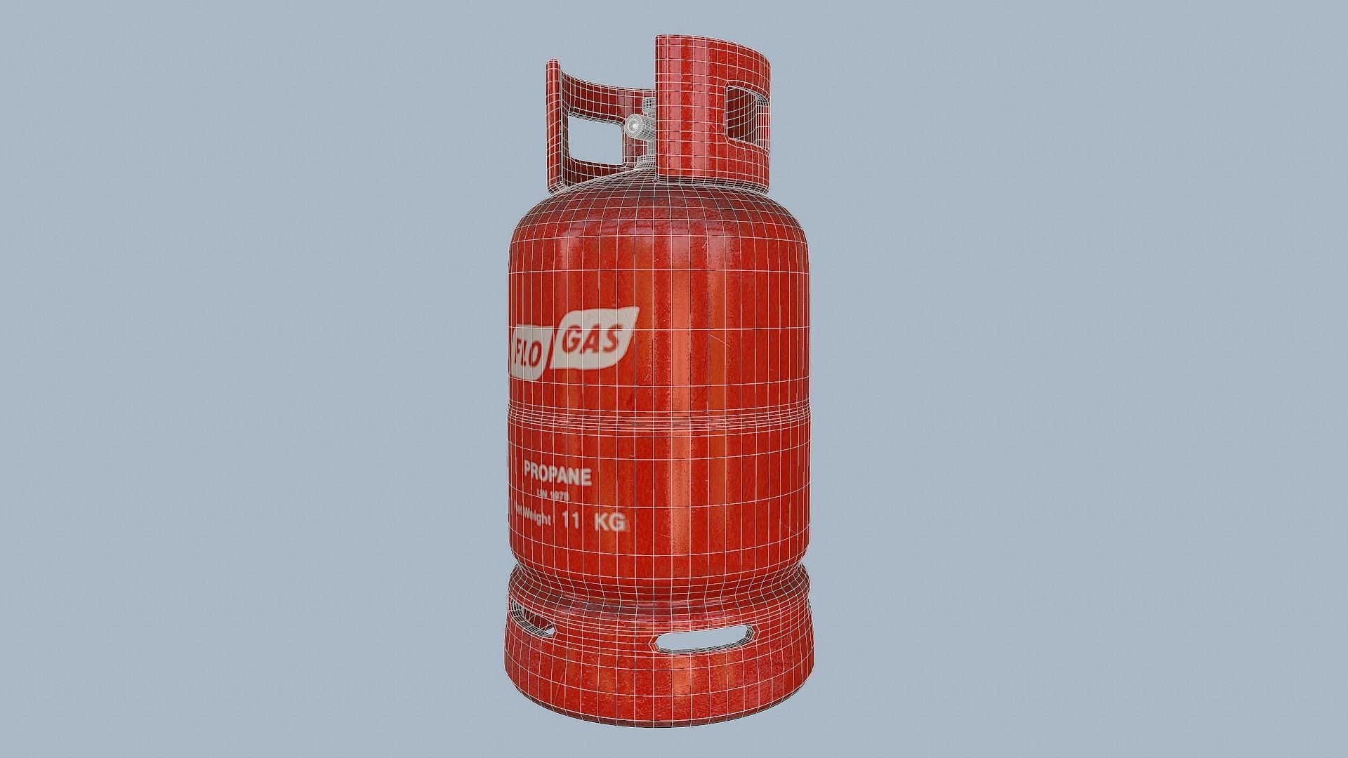Gas Cylinder Red Low-poly 3D model_9